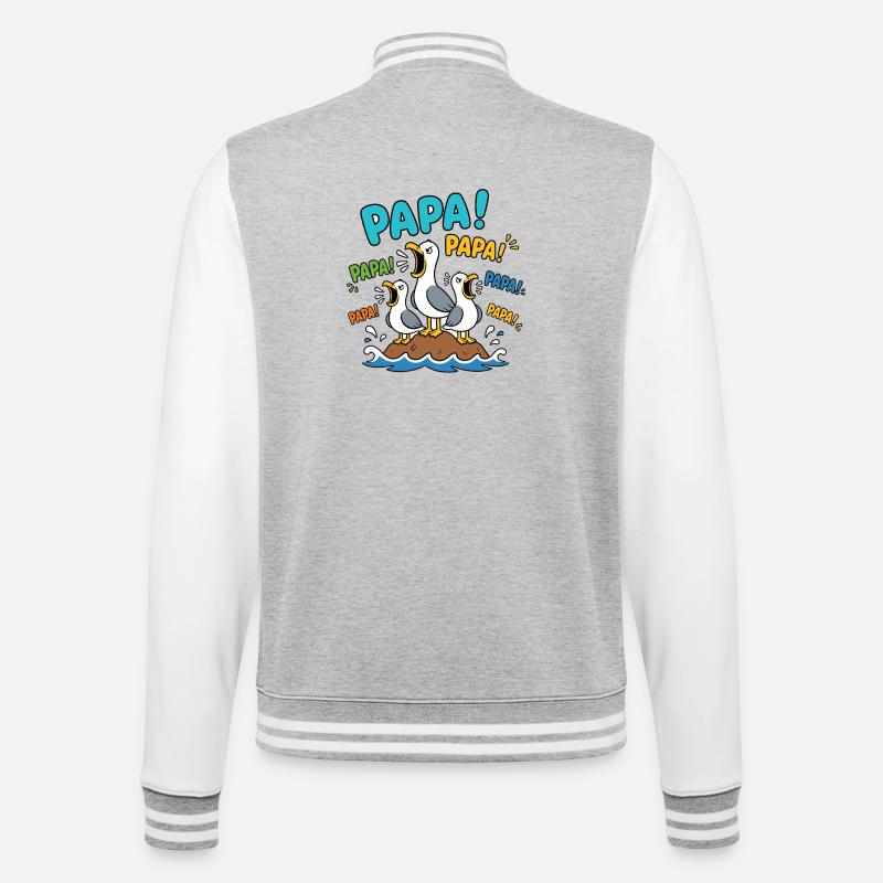 PAPA SEAGULL - College Sweat Jacket - heather grey/white