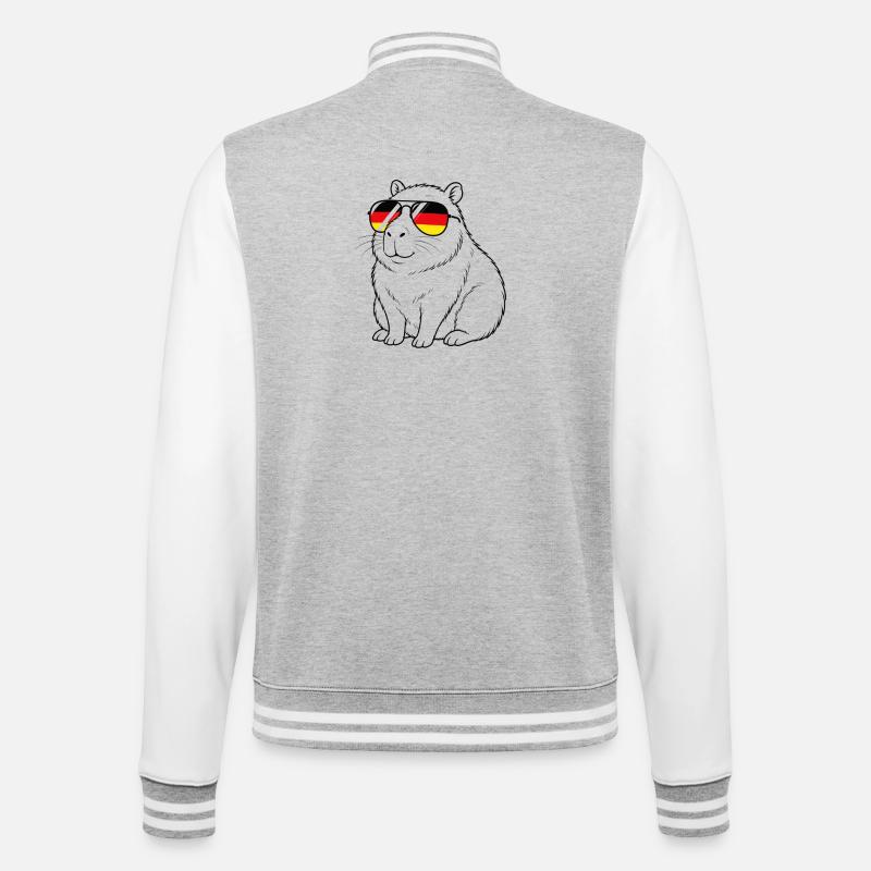 German flag Capybara German Germany - College Sweat Jacket - heather grey/white