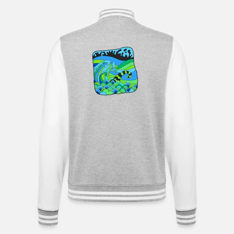 Vagues Déco Verdoyantes - Veste Teddy - gris chiné / blanc