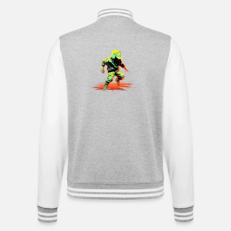 Breakdance Steamwave - College-Sweatjacke - Grau meliert/Weiß