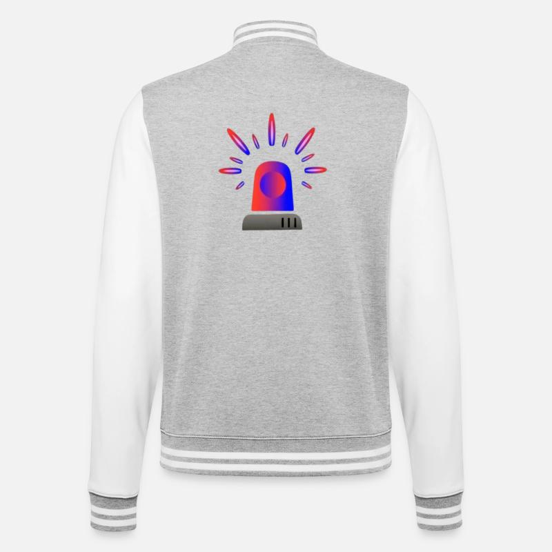 Red-Blue Siren Warning Light - College Sweat Jacket - heather grey/white