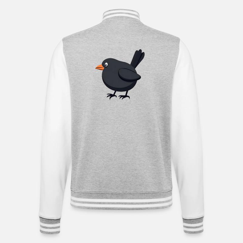 Amsel Vogel - College-Sweatjacke - Grau meliert/Weiß