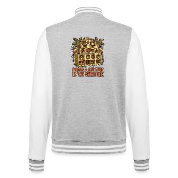 Antidote Is Roots - College Sweat Jacket - heather grey/white - Back - Marisol (170cm)