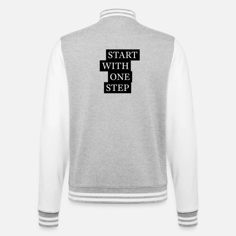 Start With One Step Motivation - College-Sweatjacke - Grau meliert/Weiß