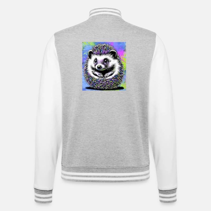hérisson - Veste Teddy - gris chiné / blanc