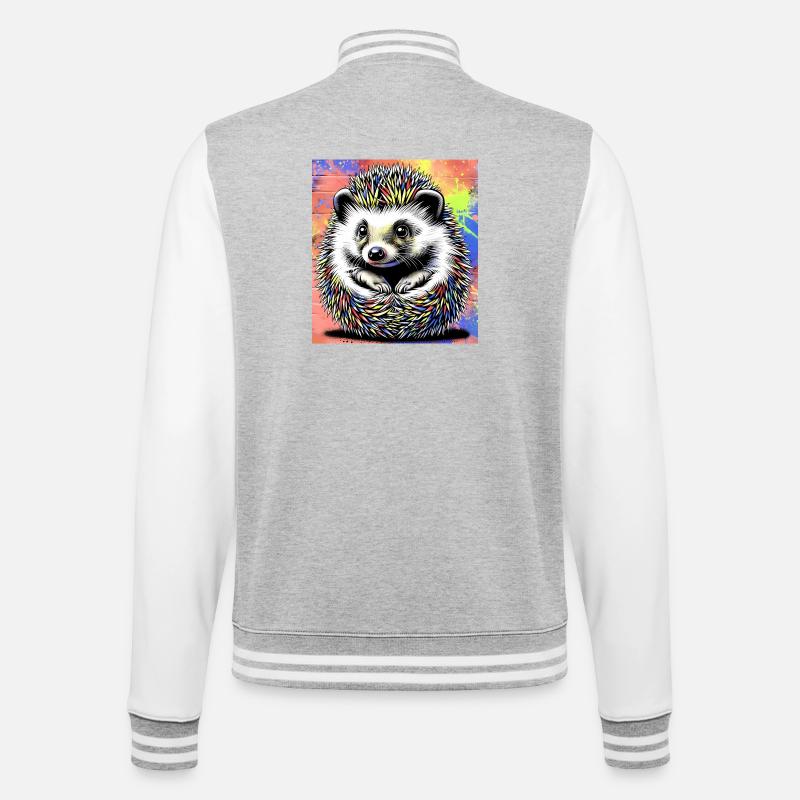 hérisson - Veste Teddy - gris chiné / blanc