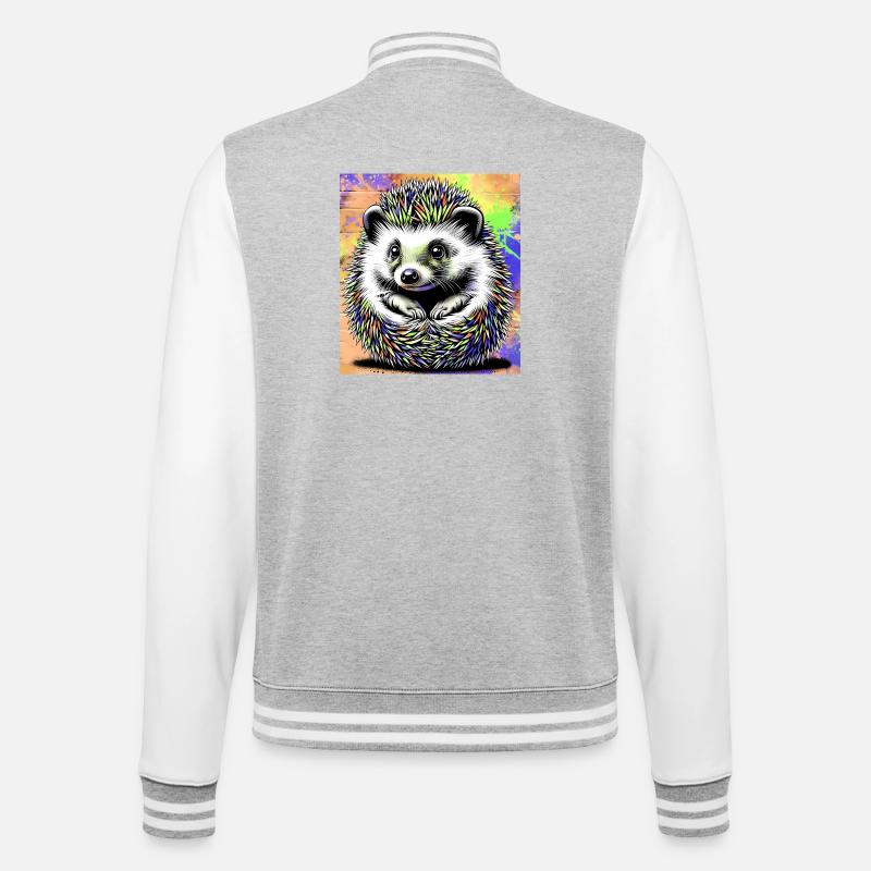 hérisson - Veste Teddy - gris chiné / blanc
