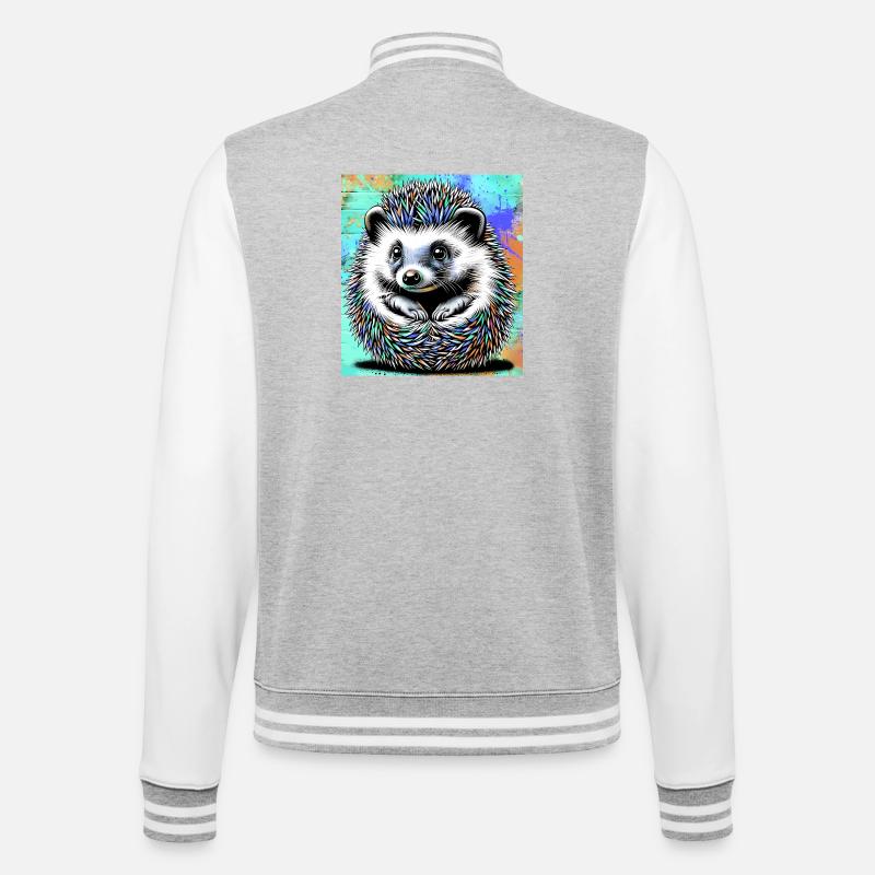 hérisson - Veste Teddy - gris chiné / blanc