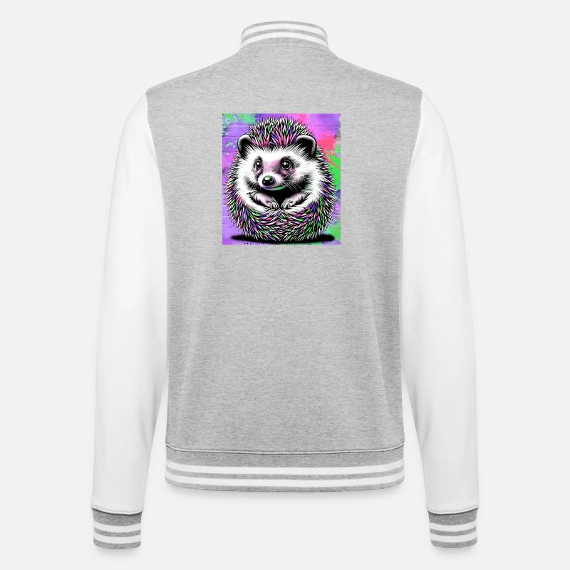 hérisson - Veste Teddy - gris chiné / blanc
