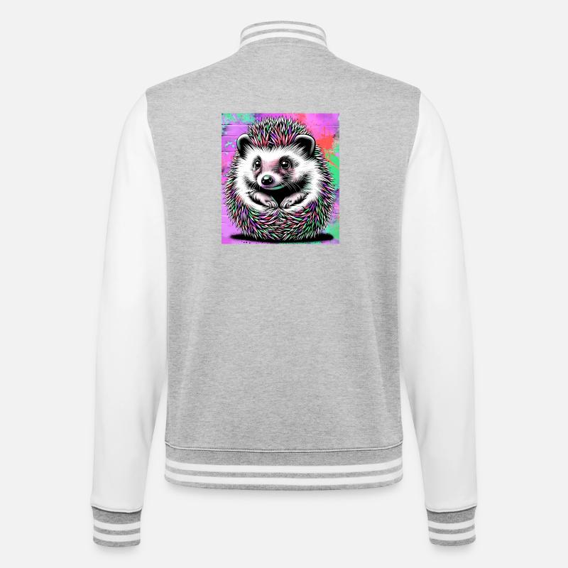 hérisson - Veste Teddy - gris chiné / blanc