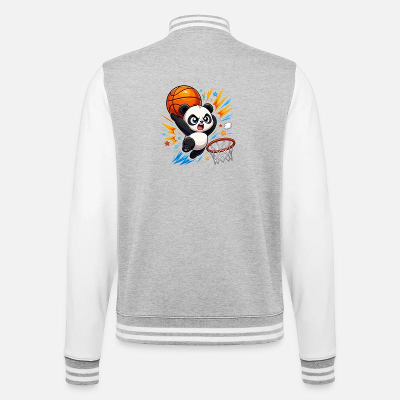 Powerful Panda Slam Dunk - College Sweat Jacket - heather grey/white