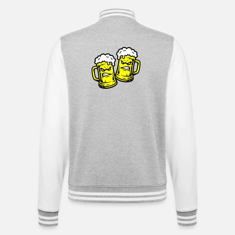 Bier Comic Bierglas - College-Sweatjacke - Grau meliert/Weiß