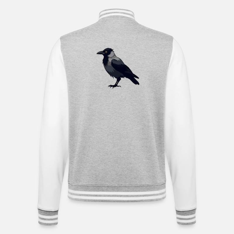 Corbeau noir - Veste Teddy - gris chiné / blanc