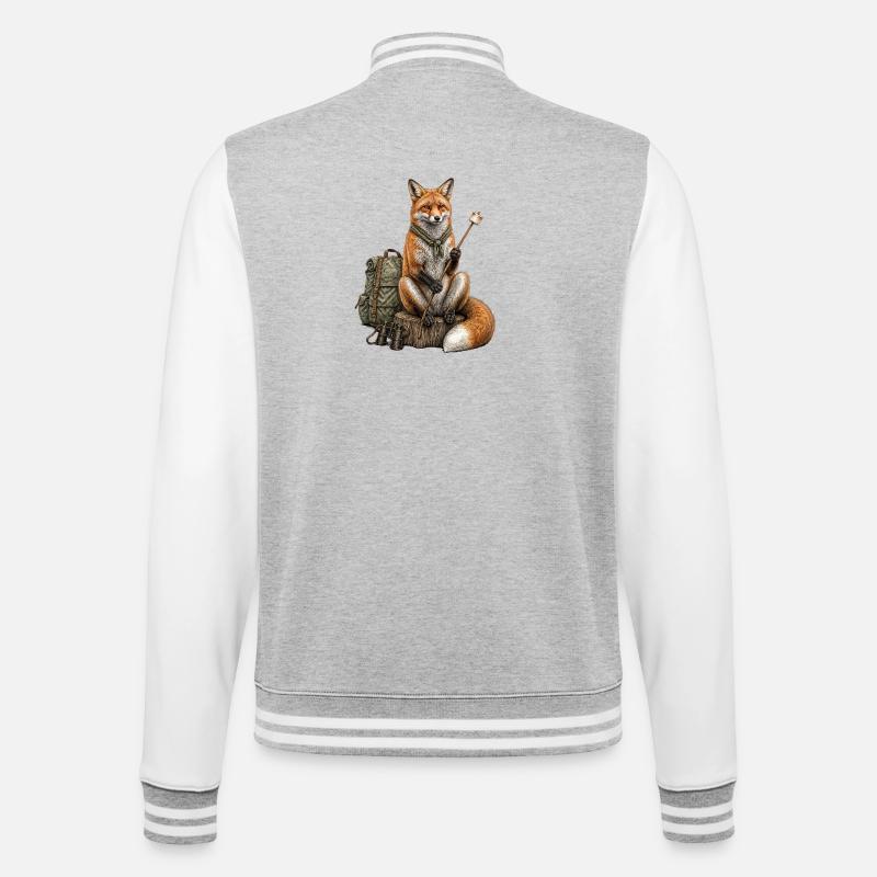 Fox camper explorer hiking - College Sweat Jacket - heather grey/white