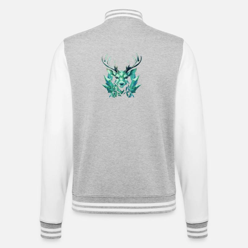 Cerf de cristal géométrique - Veste Teddy - gris chiné / blanc