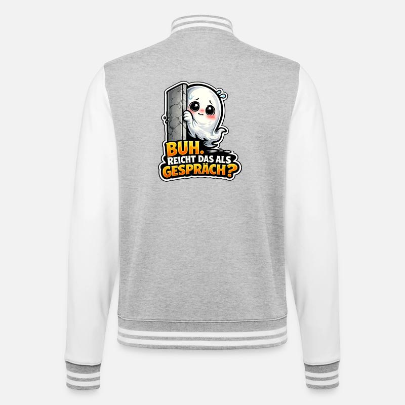 Funny Ghost - College-Sweatjacke - Grau meliert/Weiß