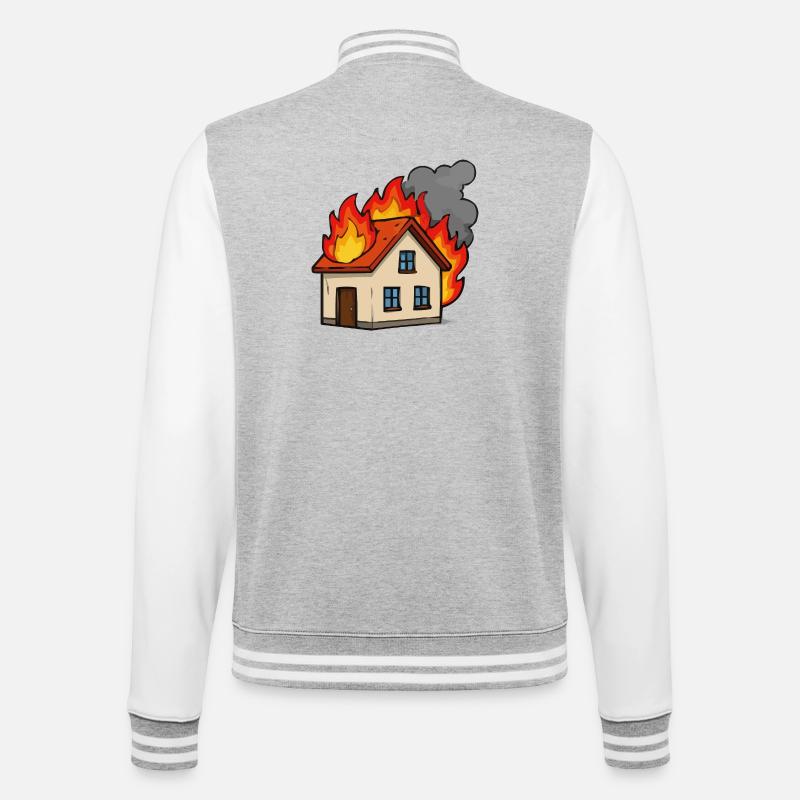 Caserne de pompiers - Veste Teddy - gris chiné / blanc