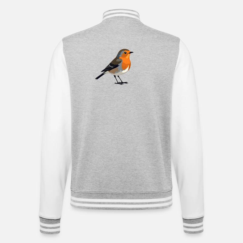 rouge-gorge - Veste Teddy - gris chiné / blanc