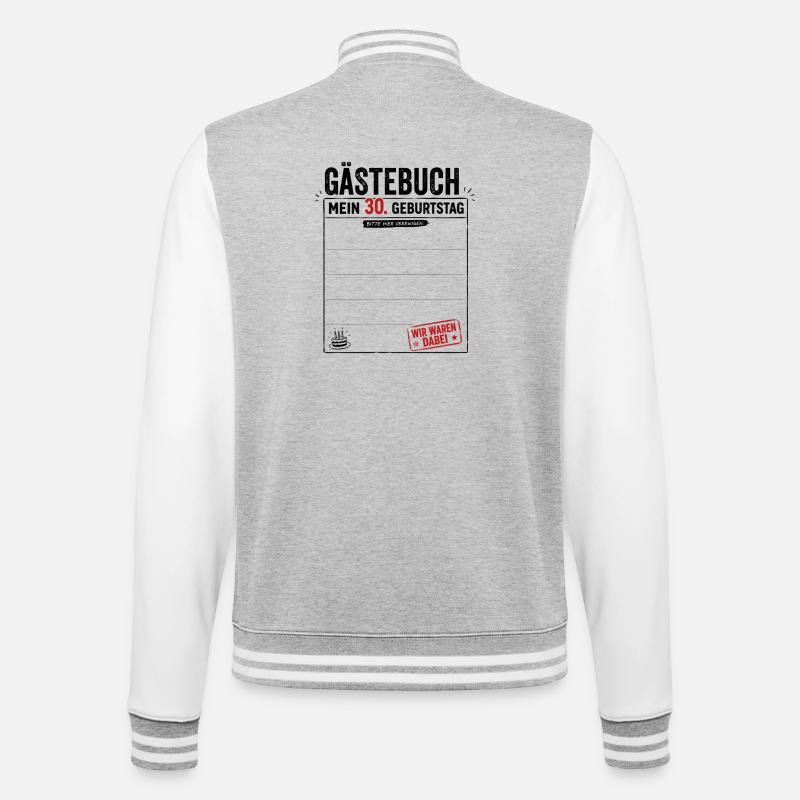 Gäste 30 Wir Waren Dabei - College-Sweatjacke - Grau meliert/Weiß