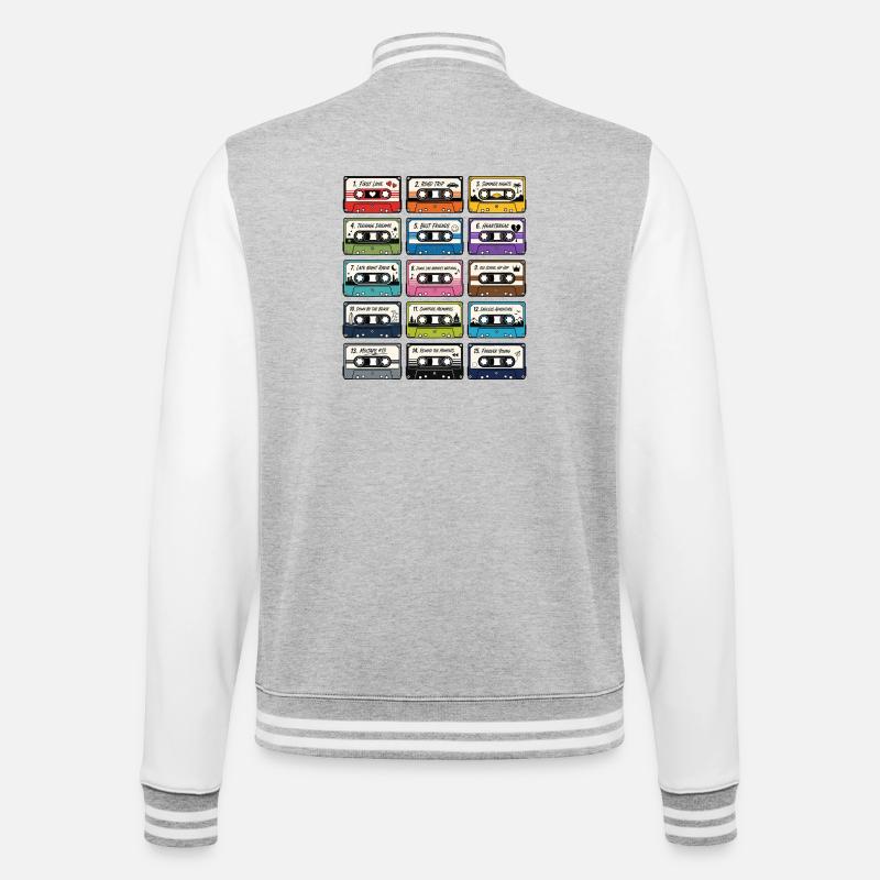 Collection de Cassettes Audio Rétro - Veste Teddy - gris chiné / blanc