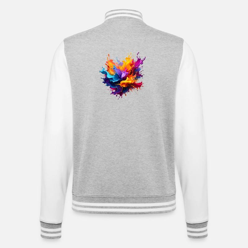 Paint Splash Explosion - College Sweat Jacket - heather grey/white