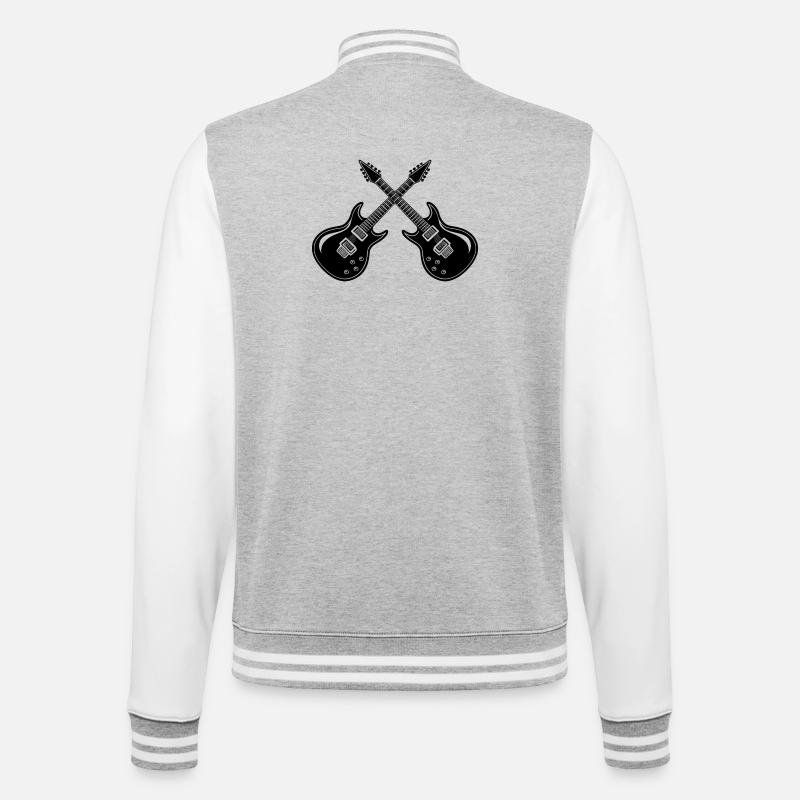E-Gitarre - College-Sweatjacke - Grau meliert/Weiß