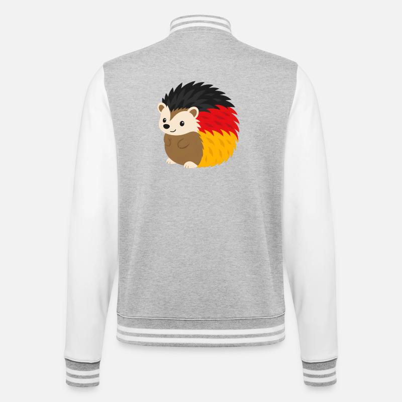 Regenbogen-Igel Design - College-Sweatjacke - Grau meliert/Weiß