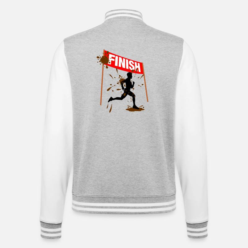 Finisher Course de Boue Hommes - Veste Teddy - gris chiné / blanc