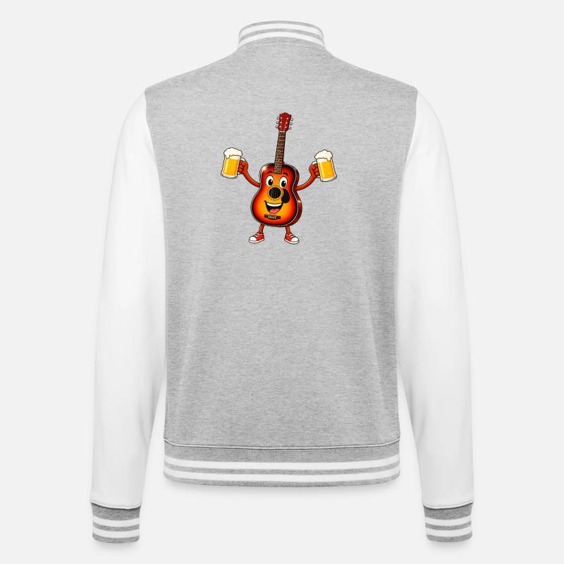 Guitar with two beers - College Sweat Jacket - heather grey/white