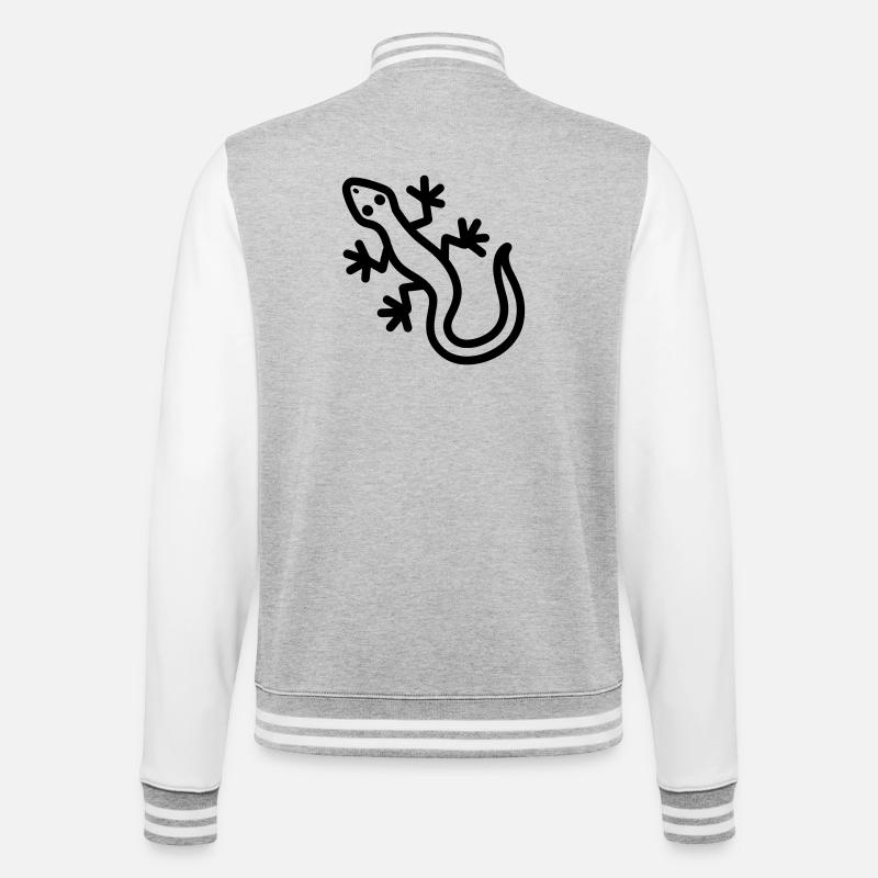 lézard - Veste Teddy - gris chiné / blanc