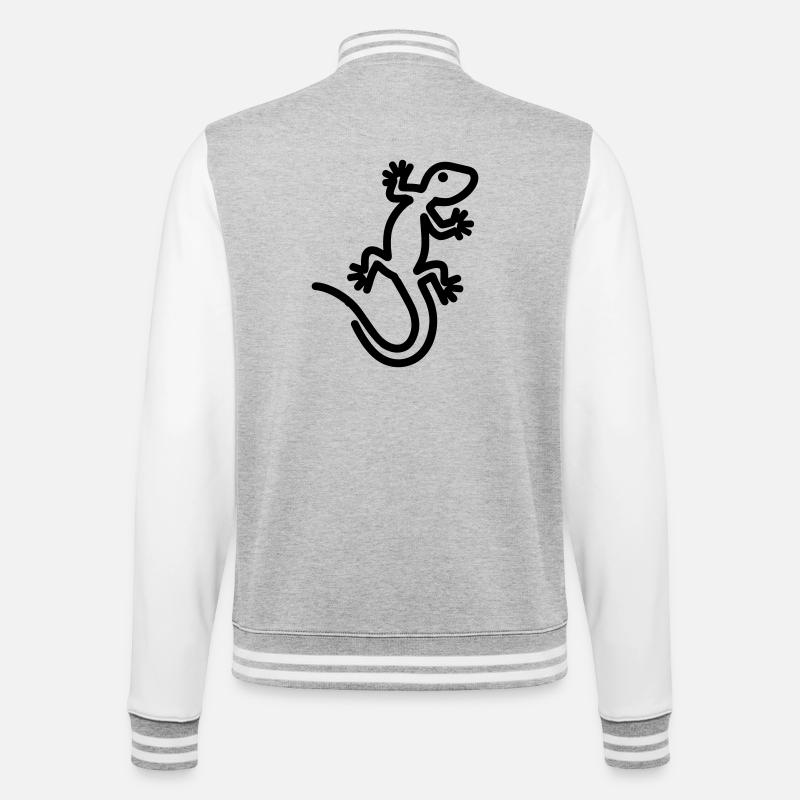 lézard - Veste Teddy - gris chiné / blanc