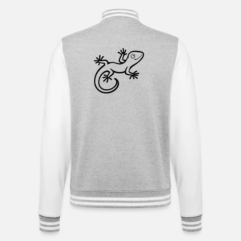 lézard - Veste Teddy - gris chiné / blanc
