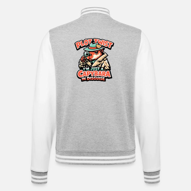 Plot Twist Capybara Detektiv - College-Sweatjacke - Grau meliert/Weiß