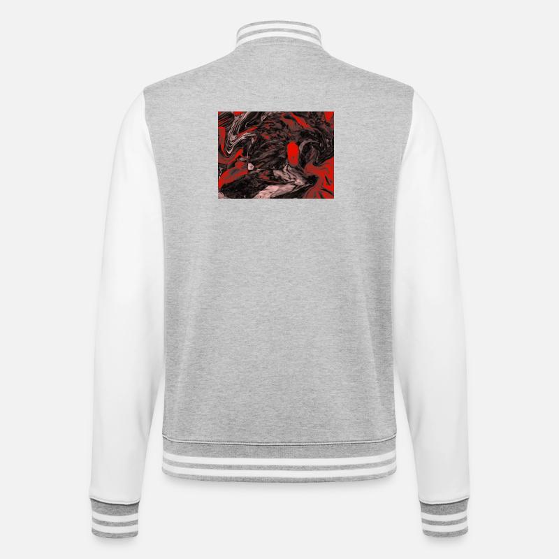 Red Marble Swirl Pattern - College Sweat Jacket - heather grey/white