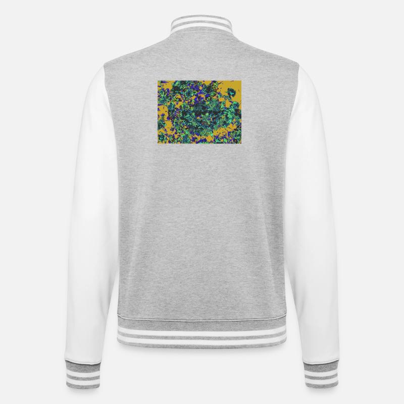 Neonblüten Psychedelisches Floraldesign - College-Sweatjacke - Grau meliert/Weiß