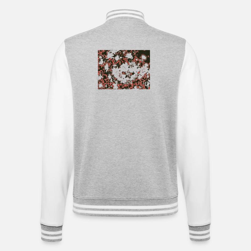 Red Nebula Abstract Pattern - College Sweat Jacket - heather grey/white