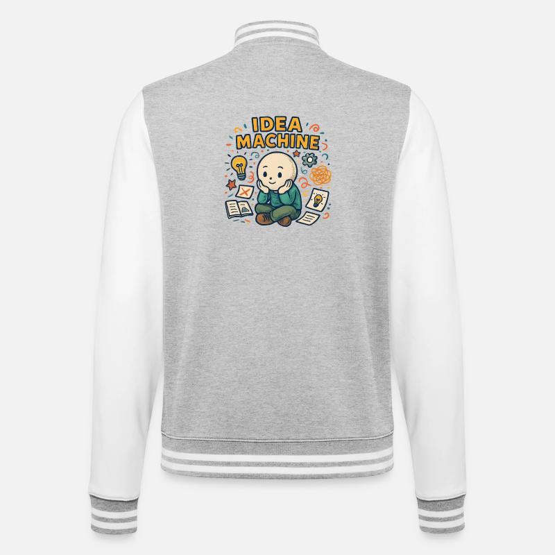 Idea Machine Cartoon - College Sweat Jacket - heather grey/white