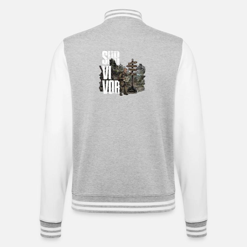 Survivant - Veste Teddy - gris chiné / blanc