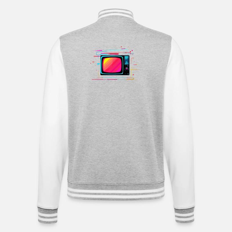 TV Synthwave - Veste Teddy - gris chiné / blanc
