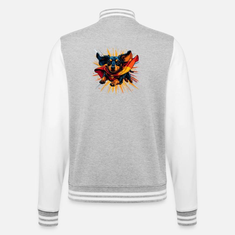 Cape teckel de super-héros - Veste Teddy - gris chiné / blanc