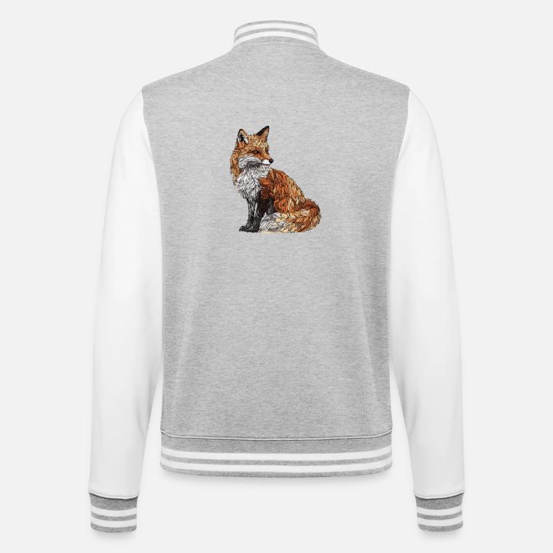 Fox - College Sweat Jacket - heather grey/white