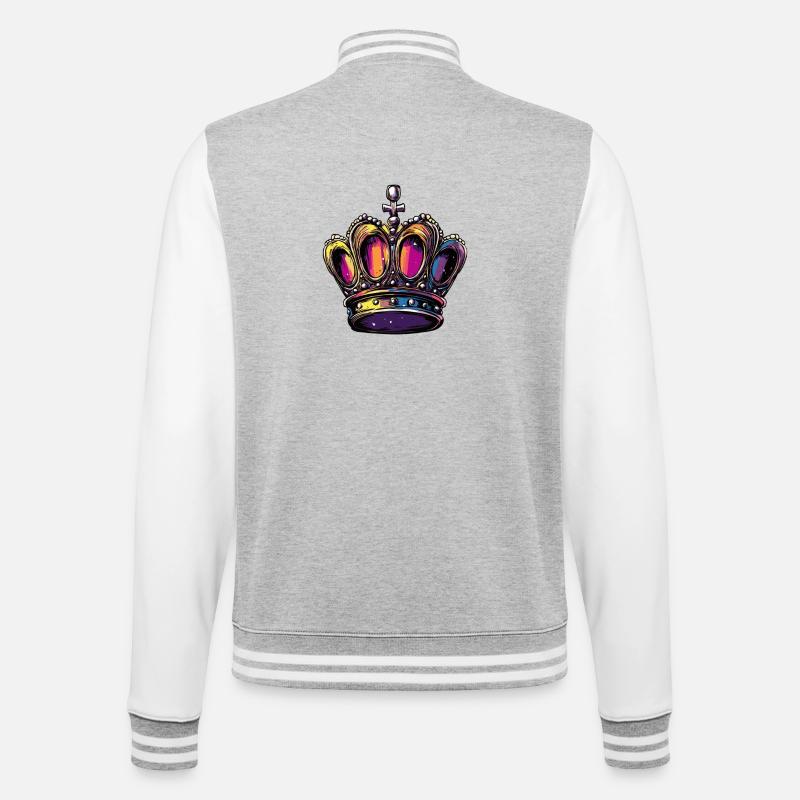 Krone - College-Sweatjacke - Grau meliert/Weiß