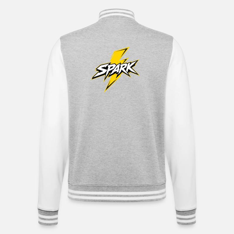 Spark Blitz Comic Logo - College-Sweatjacke - Grau meliert/Weiß