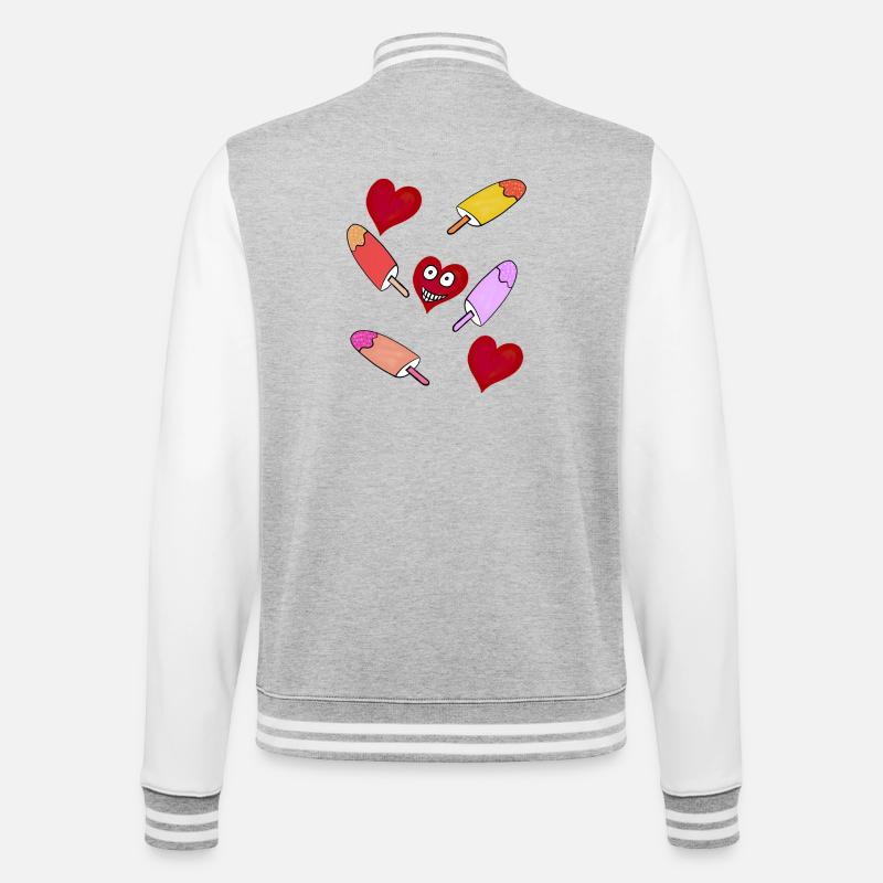 Eis Eiskrem Eiscreme Kinder - College-Sweatjacke - Grau meliert/Weiß