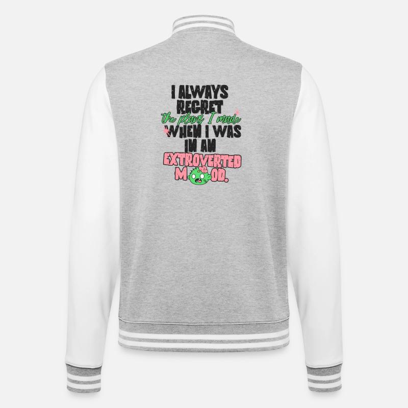 Introvert Plans - College Sweat Jacket - heather grey/white