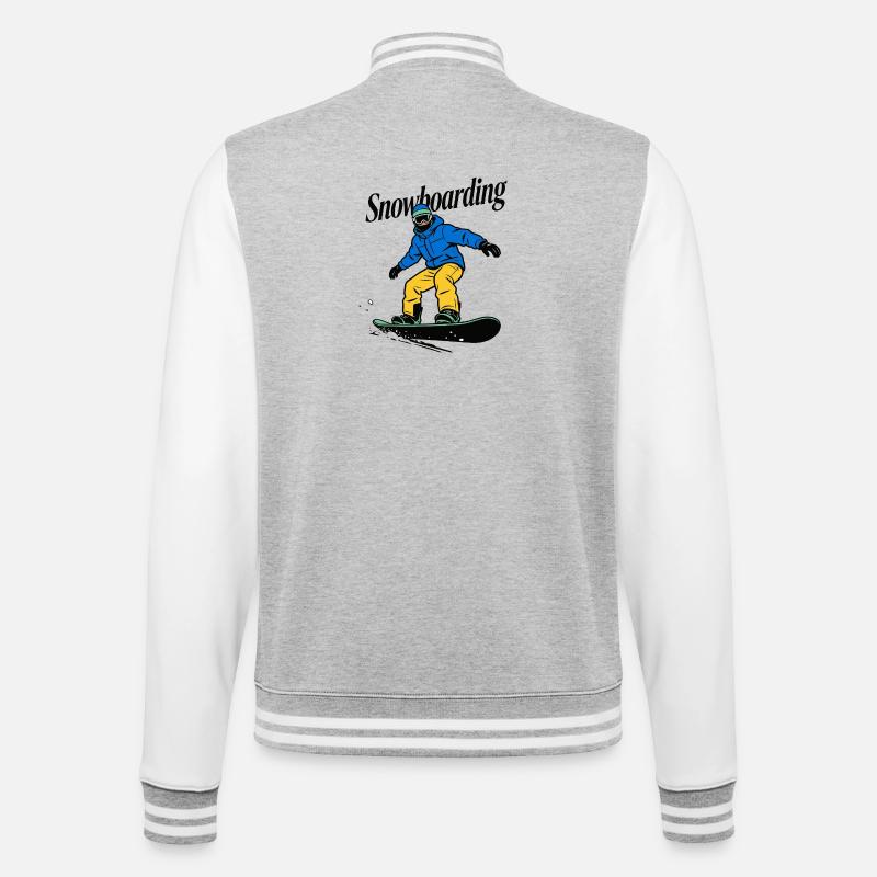 Snowboarder - College-Sweatjacke - Grau meliert/Weiß