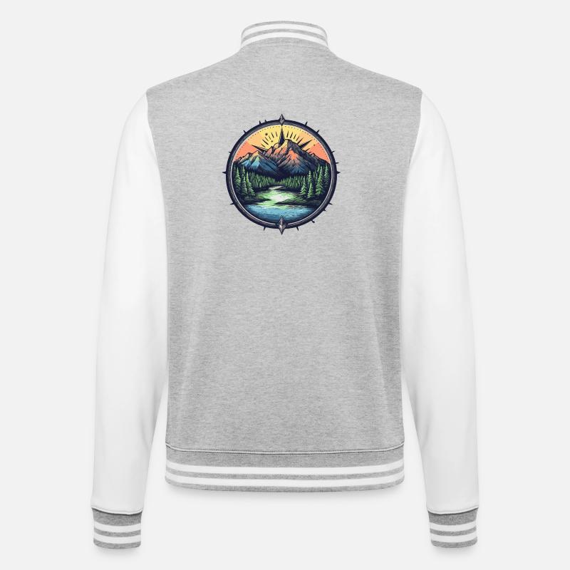 Mountains Compass - College Sweat Jacket - heather grey/white