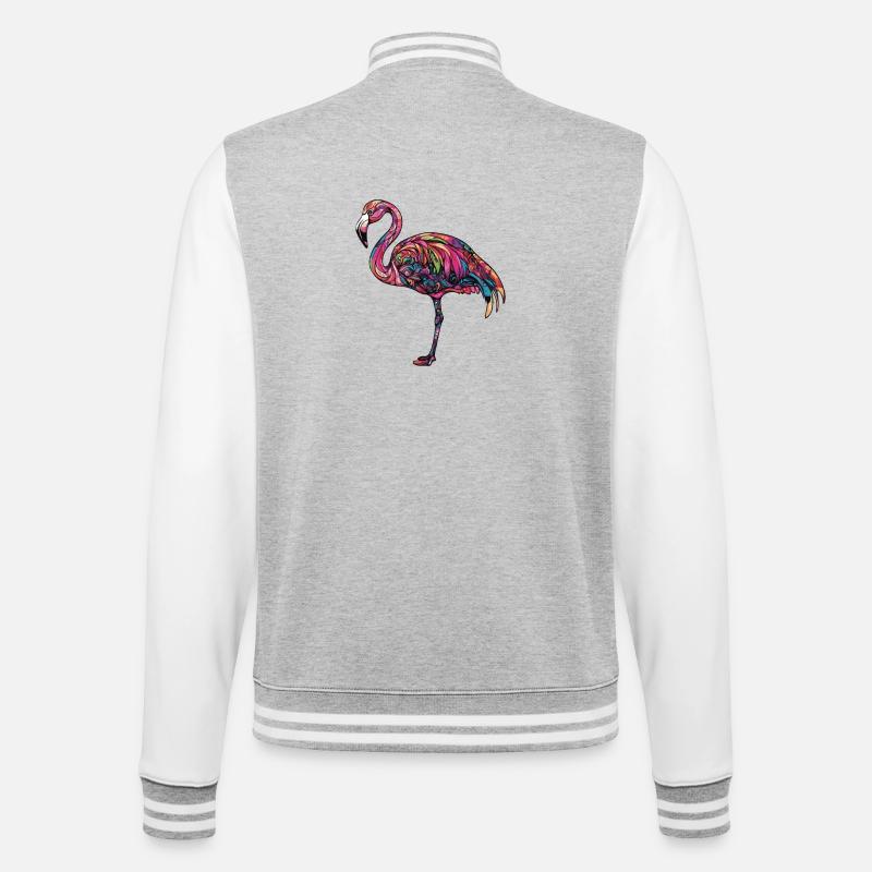 Flamingo Bunt - College-Sweatjacke - Grau meliert/Weiß