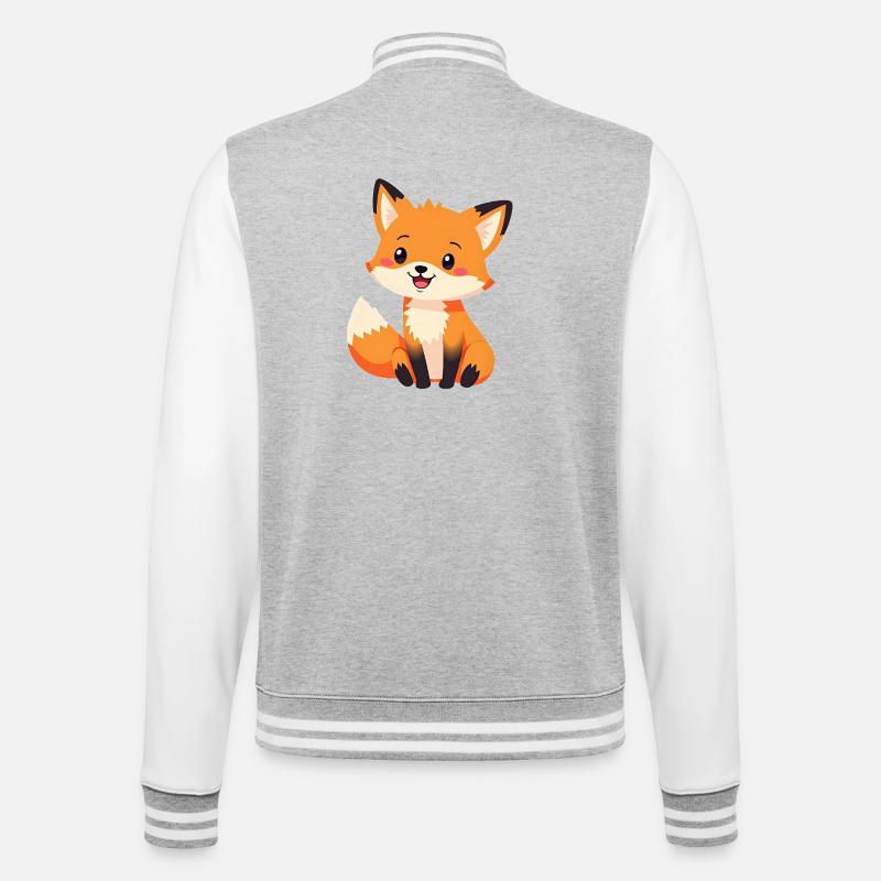 Fox - College Sweat Jacket - heather grey/white