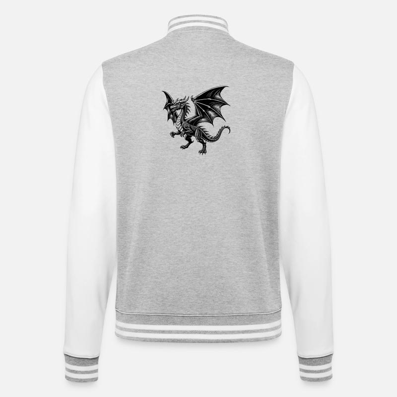 Flying dragon - College Sweat Jacket - heather grey/white